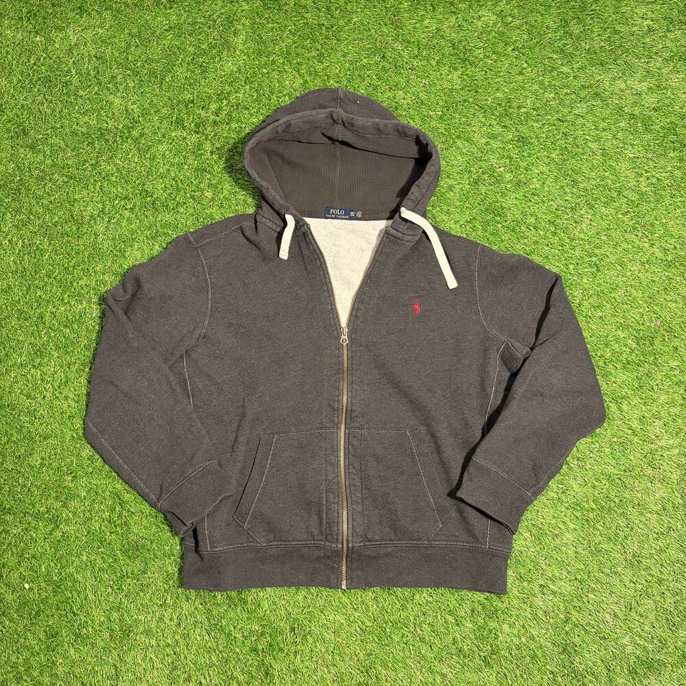 Polo Ralph Lauren Hoodie Mens XXL Black Full Zip Sweater Fleece Jacket